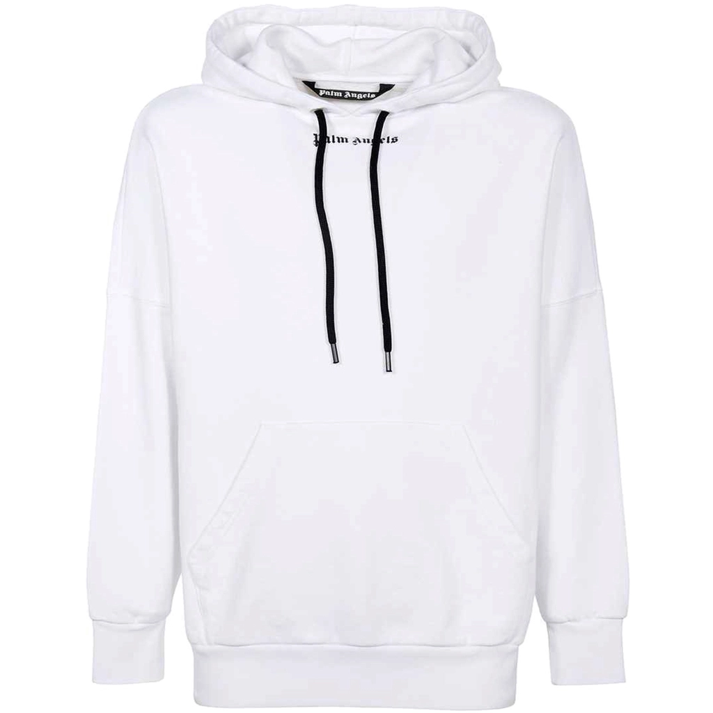 Palm Angels Mens Classic Logo White Oversized Hoodie - Size Large